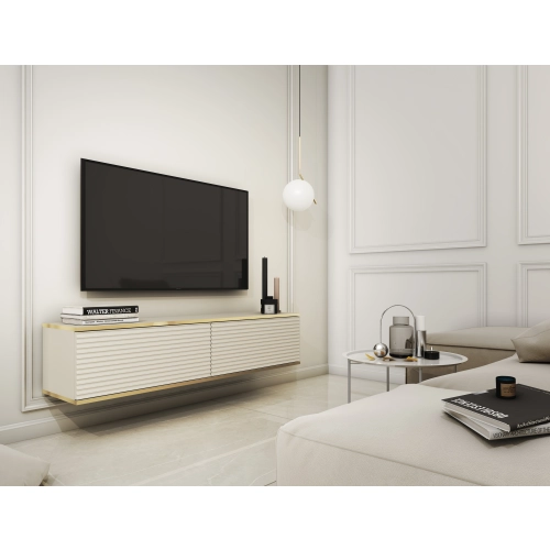 Szafka RTV Beżowa - Złota  135 cm MDF
